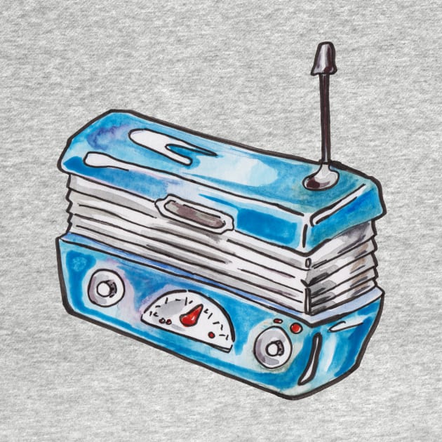 Little Blue Retro Radio by JenTheTracy